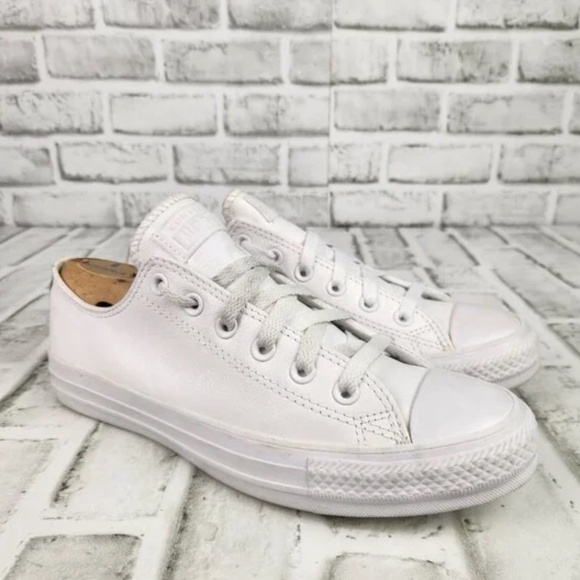Converse Shoes - Converse CTAS Women's Size 8.5 All White Leather Low Top Classic Athletic Shoes